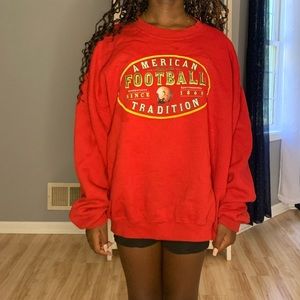 Oversized Red Football Sweatshirt